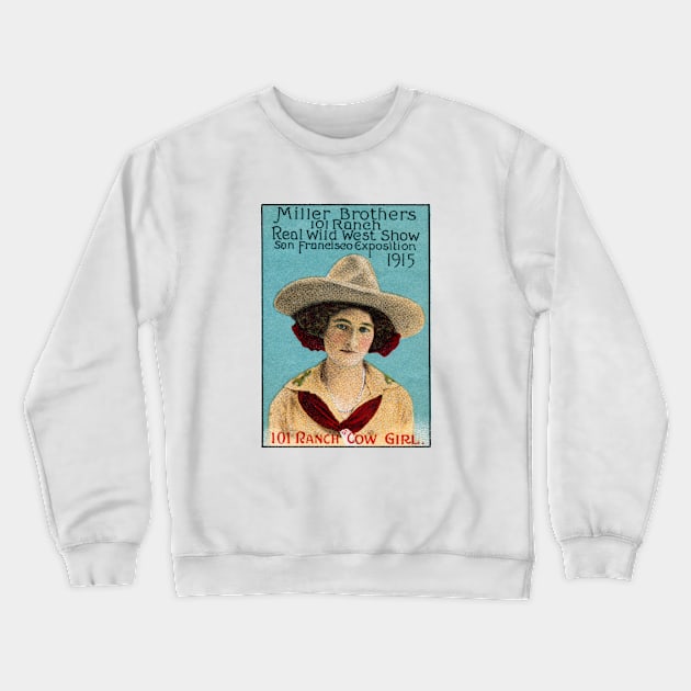 1915 Wild West Show Cow Girl Crewneck Sweatshirt by historicimage